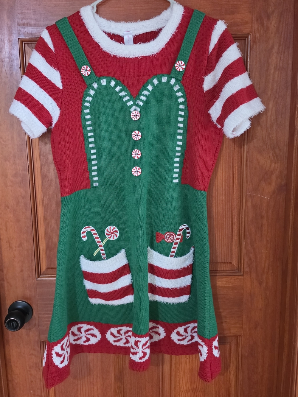No Boundaries Women's Christmas Elf Sweater Dress 3XL Plus Red Green White